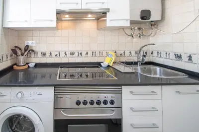 a kitchen with a sink and a dishwasher at Apartamento Ooh La Lá Cádiz in Cádiz