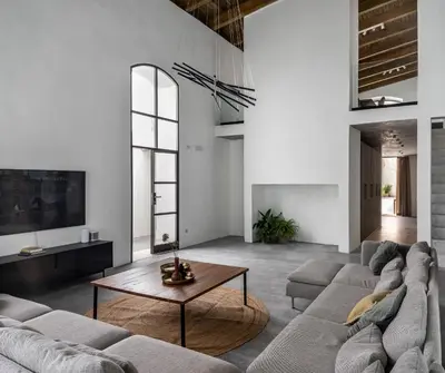a living room with a couch and a coffee table at La Bodega Flamenca in Jerez de la Frontera