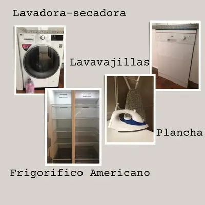 a collage of different pictures of different appliances at Playa Laguna Bajo Parking in Chipiona