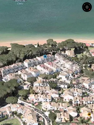 a map of a town with houses and the ocean at Acogedor estudio junto playa, El Manantial in El Puerto de Santa María