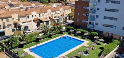 an aerial view of a swimming pool in a building at Ático Love in Jerez de la Frontera