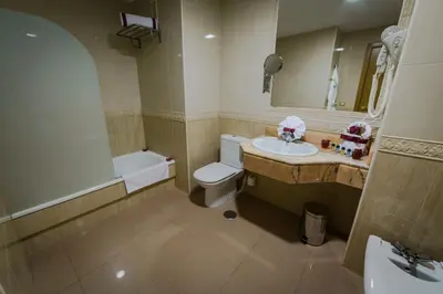 a bathroom with a sink and a toilet and a mirror at Hotel Regio 2 in Cádiz