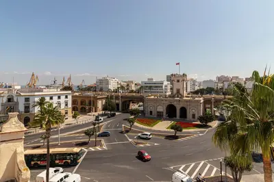 an aerial view of a city with a street at Allo Apartments San Roque 2ºC in Cádiz