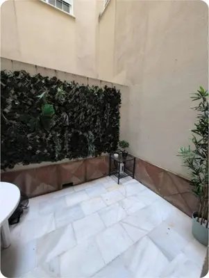 a room with a green wall with plants at Puerto Luxury Centro in El Puerto de Santa María