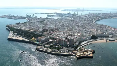 an aerial view of a city in the water at Apartamento 