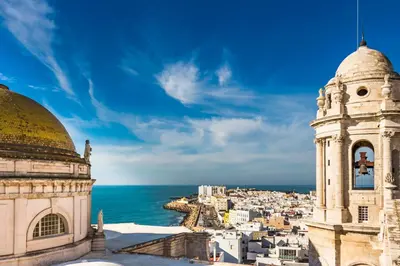 a view of the city of dubrovnik with a building at Crisol Chiclana in Chiclana de la Frontera