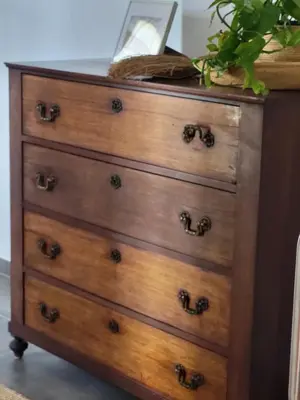 a chest of drawers with a plant on top at Family house with nice garden 10min from Sanlúcar in Sanlúcar de Barrameda
