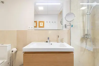 a bathroom with a sink and a shower at Allo Apartments Porvenir Centro 1 Habitación in Jerez de la Frontera