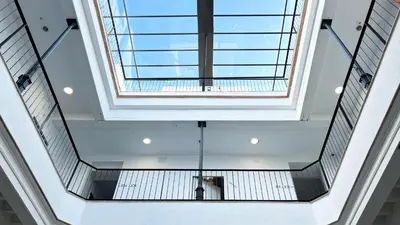 a skylight in a building with a glass ceiling at Soho Boutique Cádiz in Cádiz