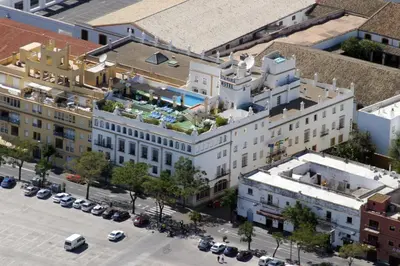 an overhead view of a building in a city at Soho Boutique Puerto in El Puerto de Santa María