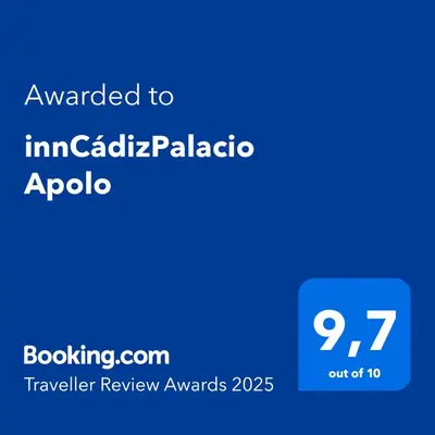 a blue screen with the text awarded to imcada paladinosa appaho at innCádizPalacio Apolo in Cádiz