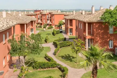 an aerial view of a row of houses at Ilunion Sancti Petri in Chiclana de la Frontera