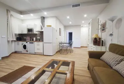 a living room with a couch and a table at APARTAMENTOS SANLUCAR CASA C in Sanlúcar de Barrameda