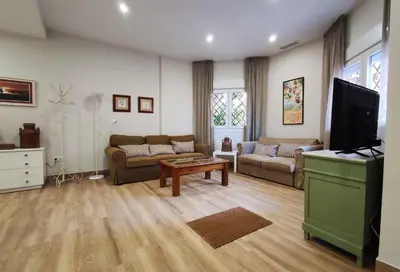 a living room with a couch and a tv at APARTAMENTOS SANLUCAR CASA C in Sanlúcar de Barrameda