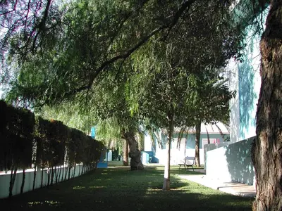 a park with trees and a fence and a bench at Del Mar Hotel & Spa in El Puerto de Santa María