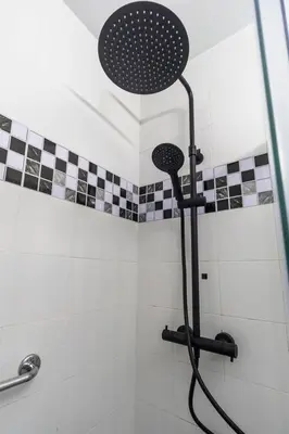 a shower with a shower head in a bathroom at SH Rujacor Mare. Apartamento chic en la Viña in Cádiz