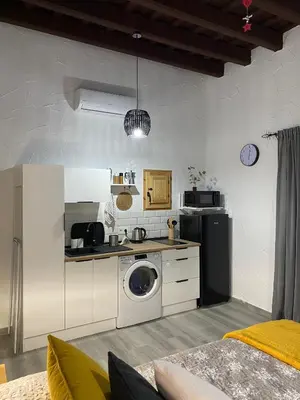 a kitchen with a sink and a washing machine at Apartamento Jerez Sherry in Jerez de la Frontera
