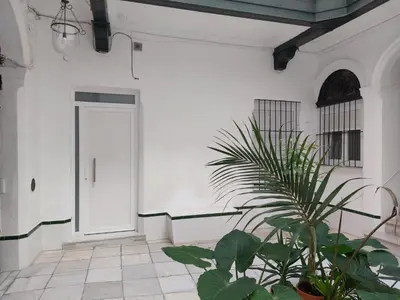 a white room with a door and a plant at Sol Alameda Grupo AC Gestion in Cádiz