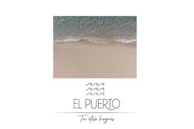 a picture of a beach with the words el puerto at Piso reformado de diseño c/terraza. Playa el Ancla in El Puerto de Santa María