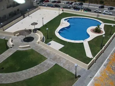 an overhead view of a swimming pool on top of a building at Apartamento Angel in San Fernando