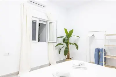 a bathroom with a sink and a potted plant at La Casa del Mercader by Gades Gestión in Cádiz