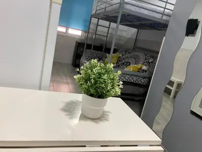 a vase of flowers sitting on a table in a room at Villa Mutt in Jerez de la Frontera
