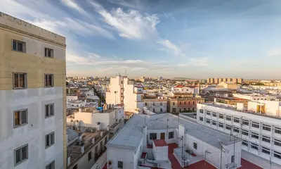 an aerial view of a city with buildings at New York Style Luxury 3 dormitorios in Jerez de la Frontera
