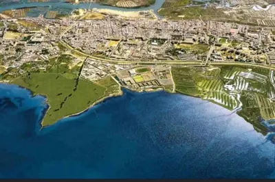 a map of a city next to the water at Casa del mar in San Fernando